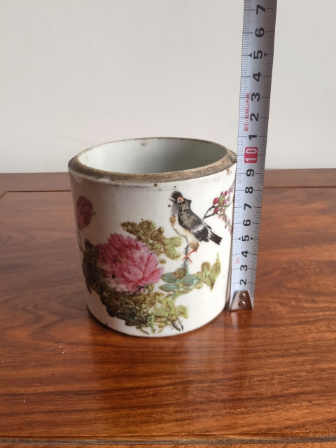 古玩陶瓷光緒粉彩花鳥紋蓋缸（把玩學習佳品）拍賣，當前價格450元