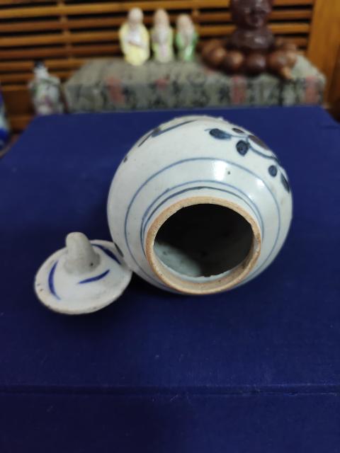 古玩陶瓷明代青花花卉紋蓋罐拍賣,當前價格1888元