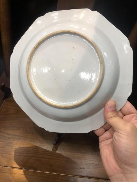 古玩陶瓷（新年放漏中）清-乾隆-亭臺樓閣-青花山水八方賞盤-一對拍賣，當前價格2574元