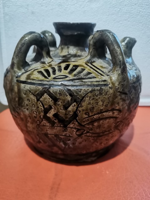 古玩陶瓷民國(guó)馬口窯褐釉四系壺拍賣,當(dāng)前價(jià)格900元