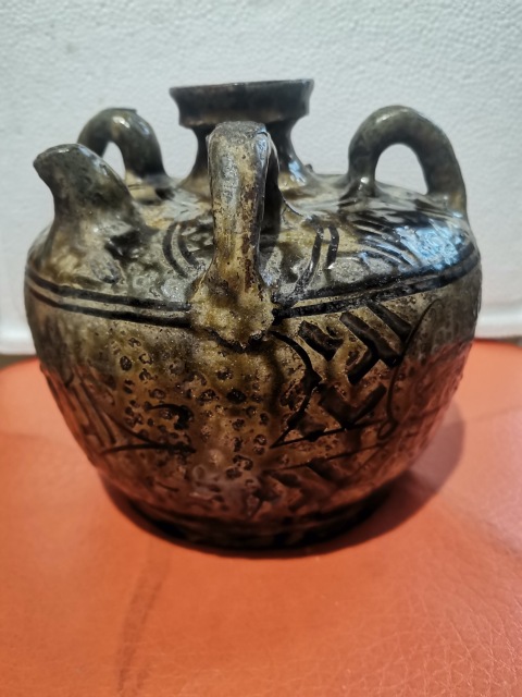 古玩陶瓷民國(guó)馬口窯褐釉四系壺拍賣,當(dāng)前價(jià)格900元