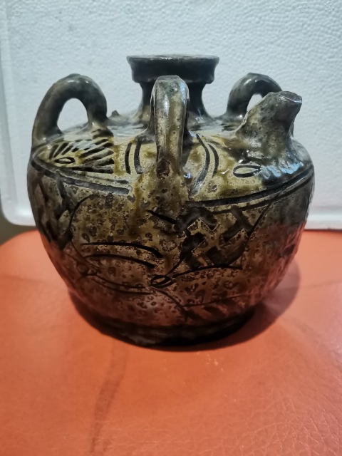古玩陶瓷民國(guó)馬口窯褐釉四系壺拍賣,當(dāng)前價(jià)格900元
