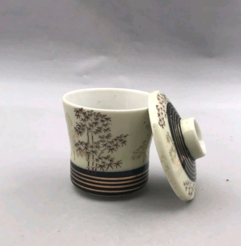 古玩陶瓷六十至八十年代描金竹紋蓋杯拍賣,當前價格160元