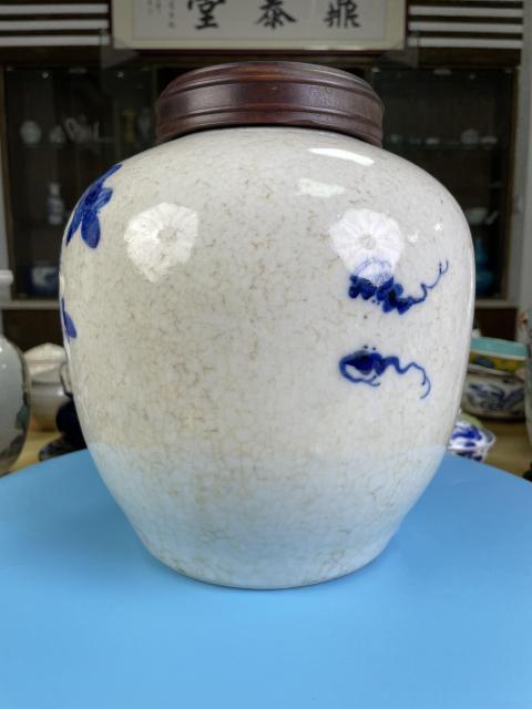 古玩陶瓷清晚期 精品富貴白頭花鳥紋青花大蓋罐拍賣,當前價格4500元