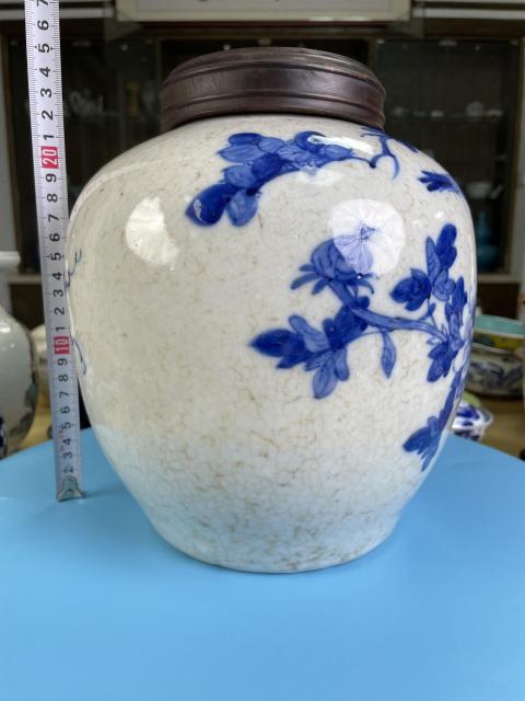 古玩陶瓷清晚期 精品富貴白頭花鳥紋青花大蓋罐拍賣,當前價格4500元
