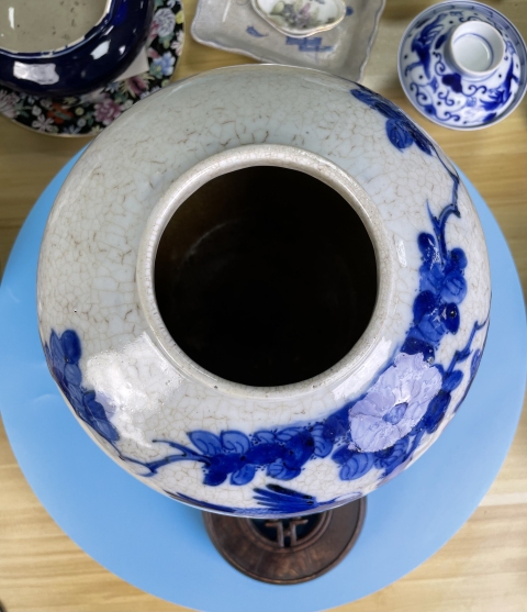 古玩陶瓷清晚期 精品富貴白頭花鳥紋青花大蓋罐拍賣,當前價格4500元
