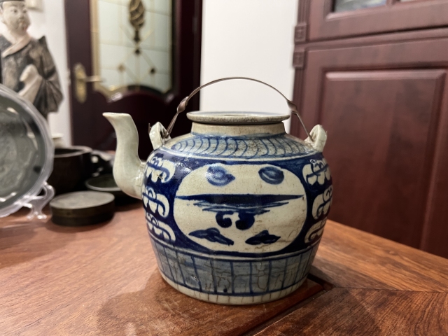 古玩陶瓷青花開窗山水紋壺拍賣，當前價格880元