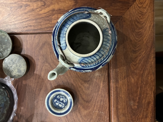 古玩陶瓷青花開窗山水紋壺拍賣，當前價格880元