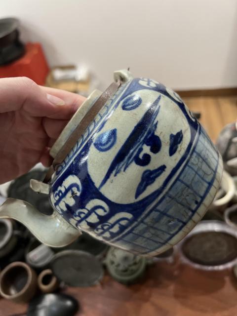 古玩陶瓷青花開窗山水紋壺拍賣，當前價格880元