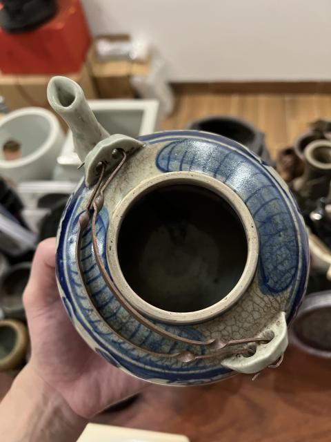 古玩陶瓷青花開窗山水紋壺拍賣，當前價格880元