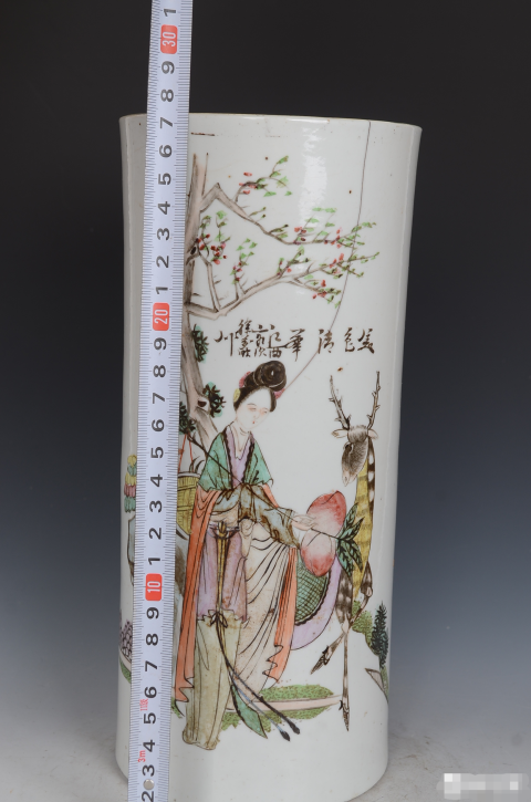 古玩陶瓷民國麻姑獻壽彩繪帽筒拍賣,當前價格1388元