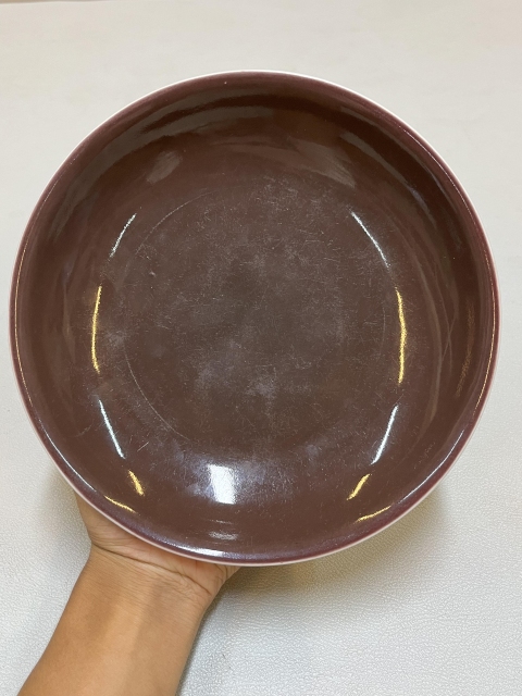 古玩陶瓷清道光官窯 祭紅釉盤拍賣，當前價格80888元