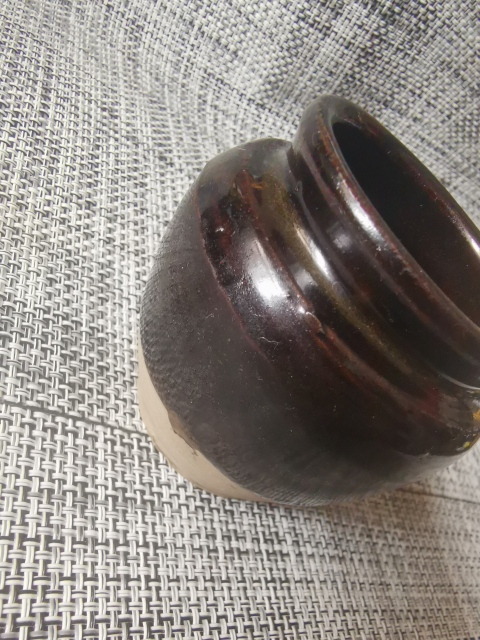 古玩陶瓷明代磁州窯,黑釉唇口罐拍賣,當前價格333元