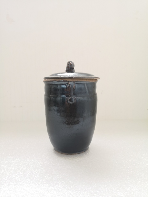 古玩陶瓷磁州窯窯變黑釉雙系罐拍賣,當前價格680元