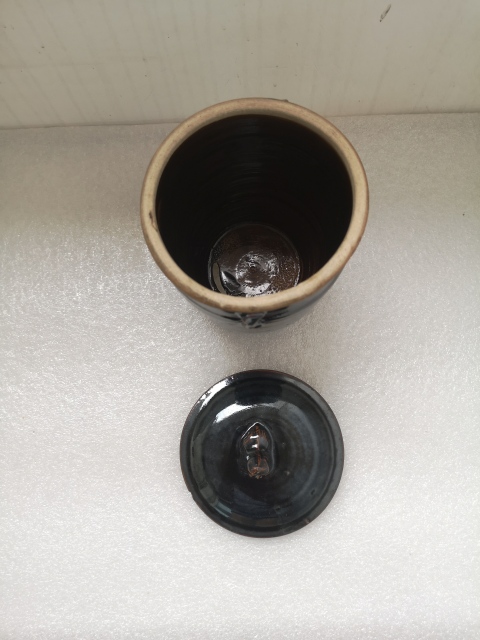 古玩陶瓷磁州窯窯變黑釉雙系罐拍賣,當前價格680元