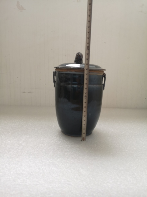 古玩陶瓷磁州窯窯變黑釉雙系罐拍賣,當前價格680元