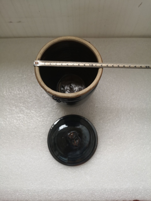 古玩陶瓷磁州窯窯變黑釉雙系罐拍賣,當前價格680元