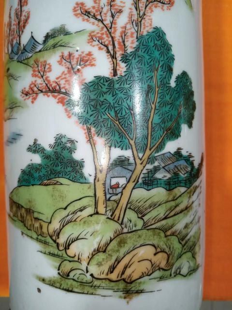 古玩陶瓷民國粉彩山水帽筒拍賣，當前價格2280元