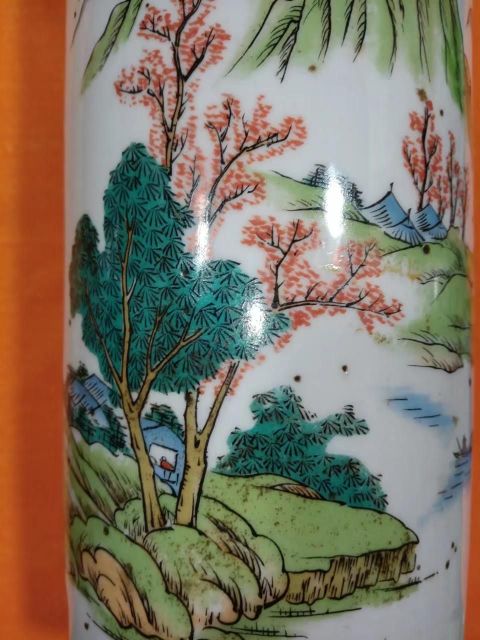 古玩陶瓷民國粉彩山水帽筒拍賣，當前價格2280元