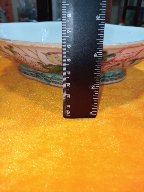 古玩陶瓷清晚期粉彩花鳥紋供盤拍賣，當前價格1680元