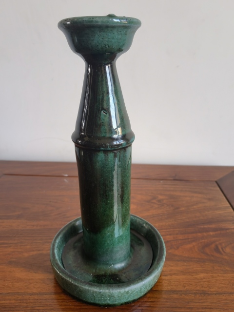 古玩陶瓷清代.綠釉燭臺(tái)拍賣，當(dāng)前價(jià)格390元