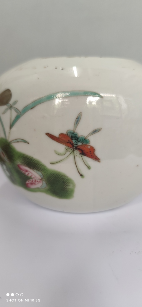 古玩陶瓷清光緒 粉彩蝶戀花紋圍棋罐拍賣，當前價格1200元