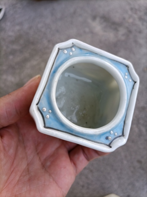 古玩陶瓷上世紀中期四方倭角描金彩繪水呈拍賣，當前價格400元