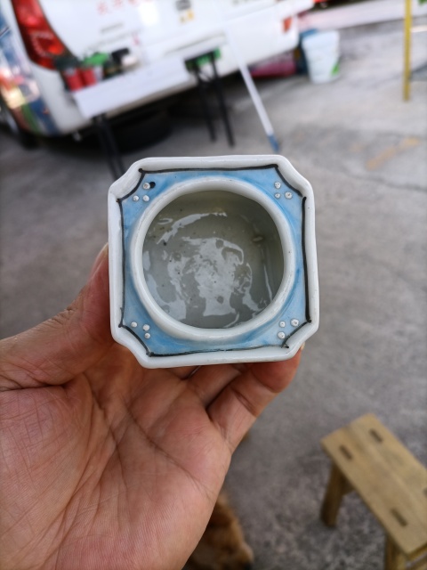 古玩陶瓷上世紀中期四方倭角描金彩繪水呈拍賣，當前價格400元