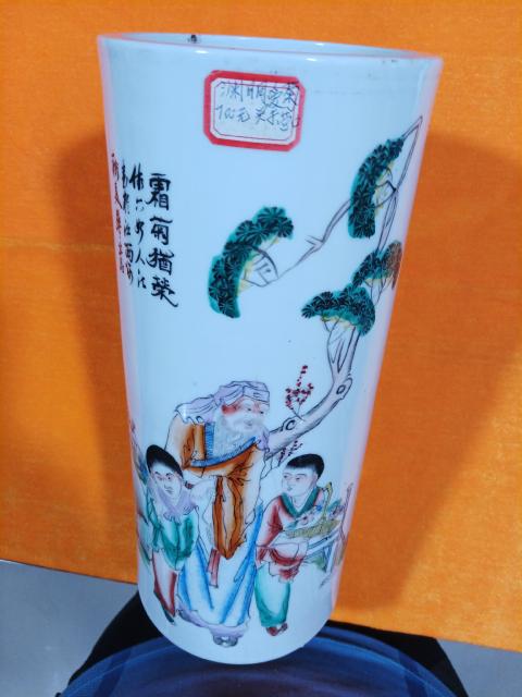 古玩陶瓷民國粉彩人物故事帽筒拍賣,當前價格980元