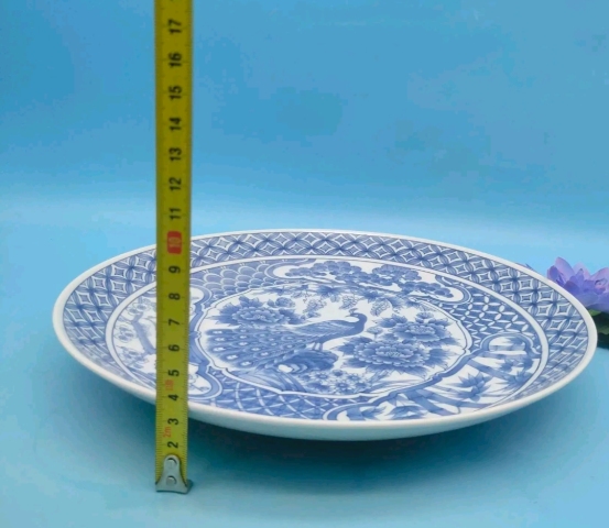 古玩陶瓷八十年代花鳥紋青花盤拍賣，當前價格298元