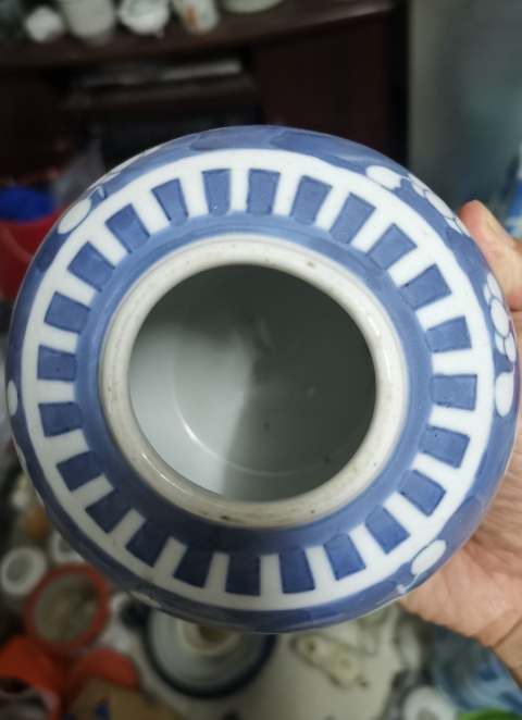 古玩陶瓷清末民初青花冰梅罐拍賣，當前價格1999元