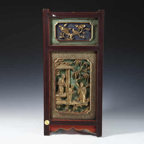 古玩陶瓷清·木雕加官進(jìn)爵圖花板拍賣，當(dāng)前價(jià)格6816元