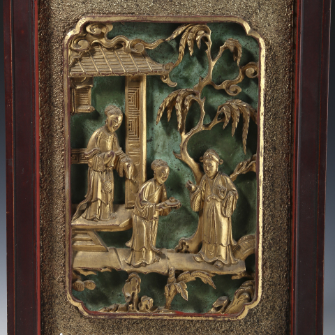 古玩陶瓷清·木雕加官進(jìn)爵圖花板拍賣，當(dāng)前價(jià)格6816元