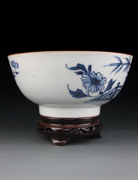 古玩陶瓷6653】清康熙  青花富貴永駐圖碗拍賣，當前價格3000元