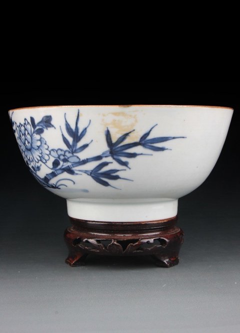 古玩陶瓷6653】清康熙  青花富貴永駐圖碗拍賣，當前價格3000元