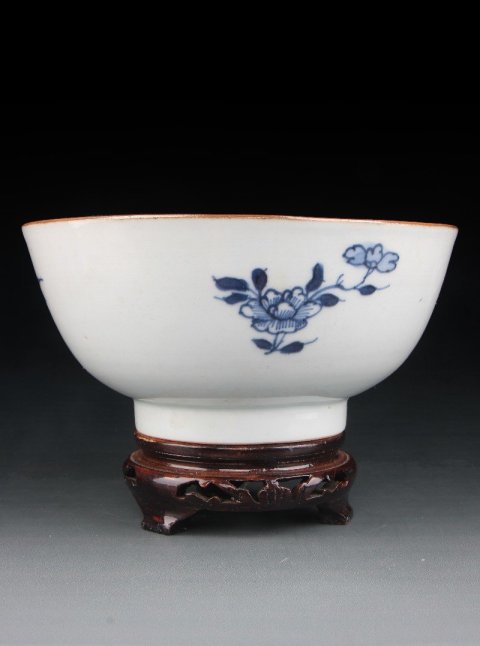 古玩陶瓷6653】清康熙  青花富貴永駐圖碗拍賣，當前價格3000元