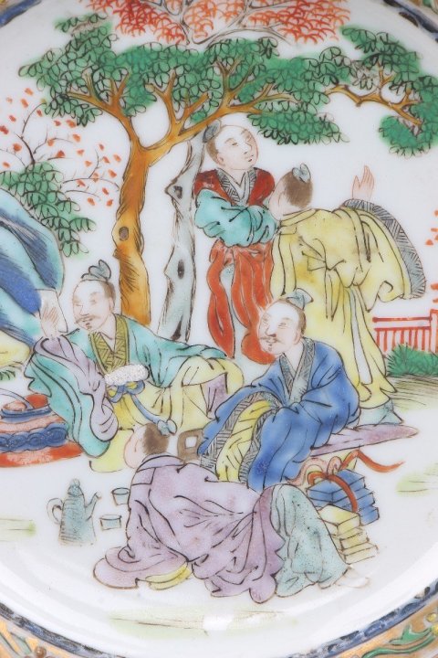 古玩陶瓷6646】清咸豐 廣彩高士雅集圖盤拍賣,當前價格2600元