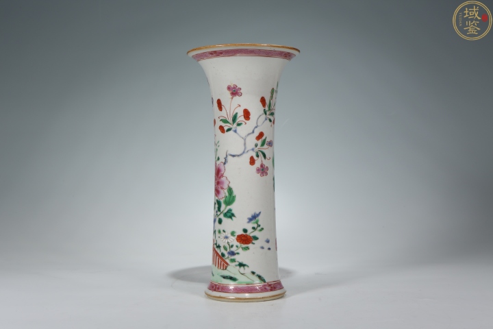 古玩陶瓷粉彩花卉紋花觚拍賣，當前價格15000元