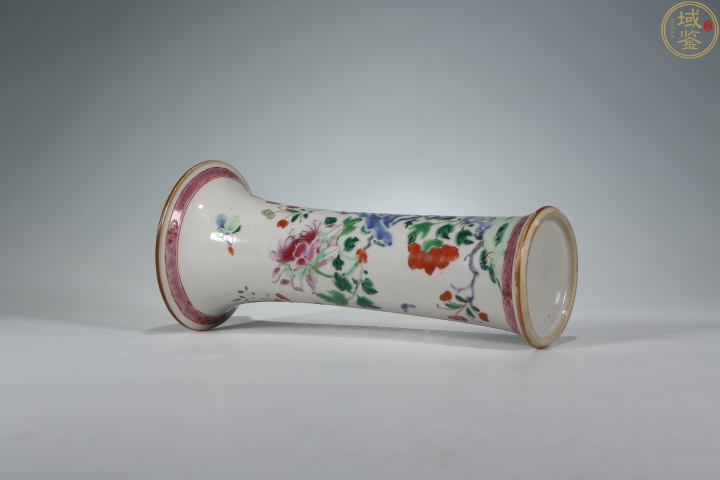 古玩陶瓷粉彩花卉紋花觚拍賣，當前價格15000元