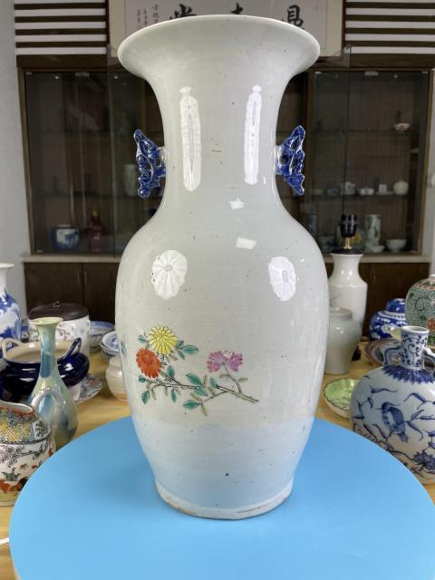 古玩陶瓷清道光 青花加彩雉雞牡丹圖撇口瓶拍賣,當前價格2880元