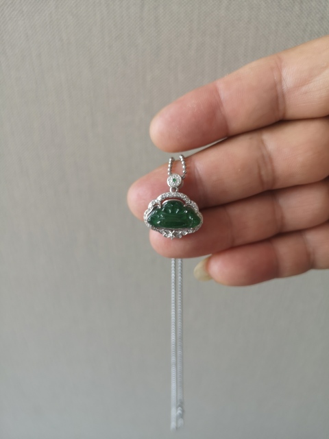 古玩玉器翡翠彌勒胸墜拍賣,當前價格398元