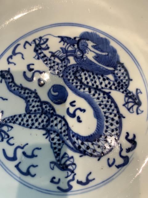 古玩陶瓷晚清青花龍紋碗拍賣，當前價格5800元