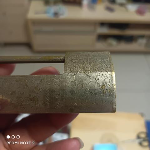 古玩銅器清代刻花銅鎖拍賣，當前價格758元