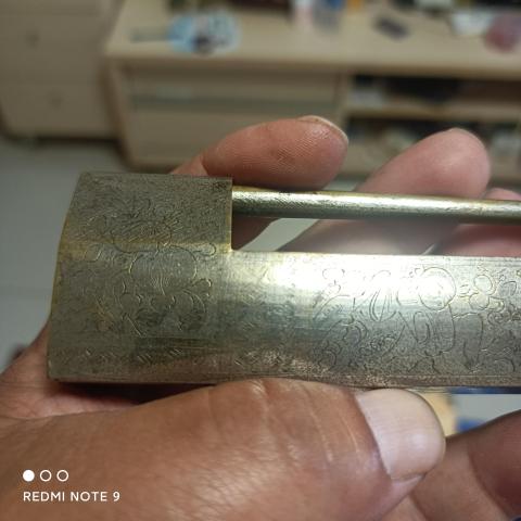 古玩銅器清代刻花銅鎖拍賣，當前價格758元
