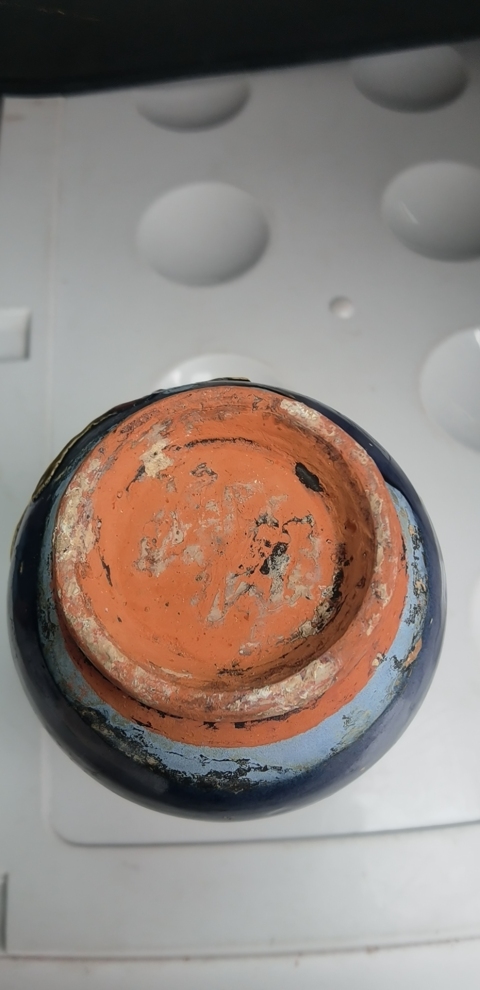 古玩陶瓷藍釉堆塑花卉紋玉壺春瓶拍賣,當前價格999元