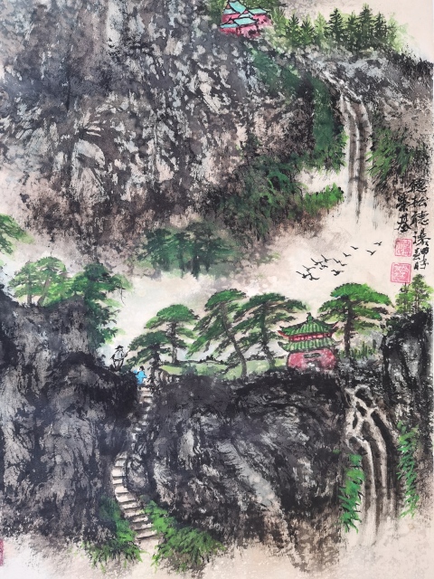古玩字畫彭城八老之一著名山水畫家張榮基松瀑圖拍賣,當前價格699元