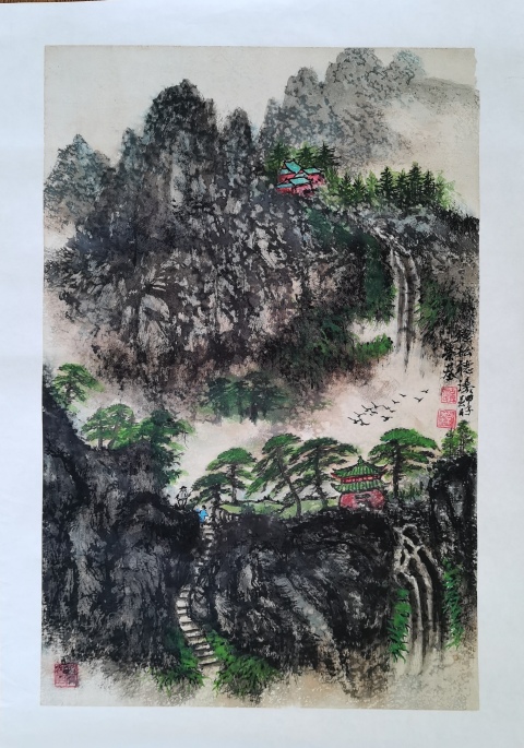 古玩字畫彭城八老之一著名山水畫家張榮基松瀑圖拍賣,當前價格699元