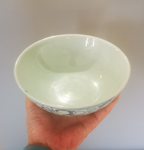 古玩陶瓷清中期.青花纏枝蓮喜字碗(1728-1780)拍賣,當前價格800元