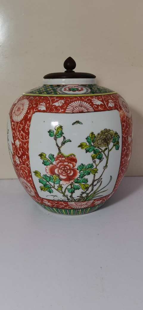 古玩陶瓷晚清花卉紋五彩罐拍賣,當前價格6000元