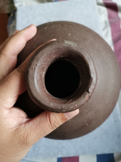 古玩陶瓷明代褐釉瓶梅瓶拍賣，當前價格1200元